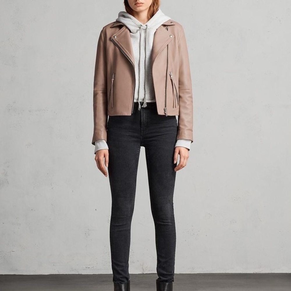 $450 NWT AllSaints Dalby Biker White/Cream US Size 2